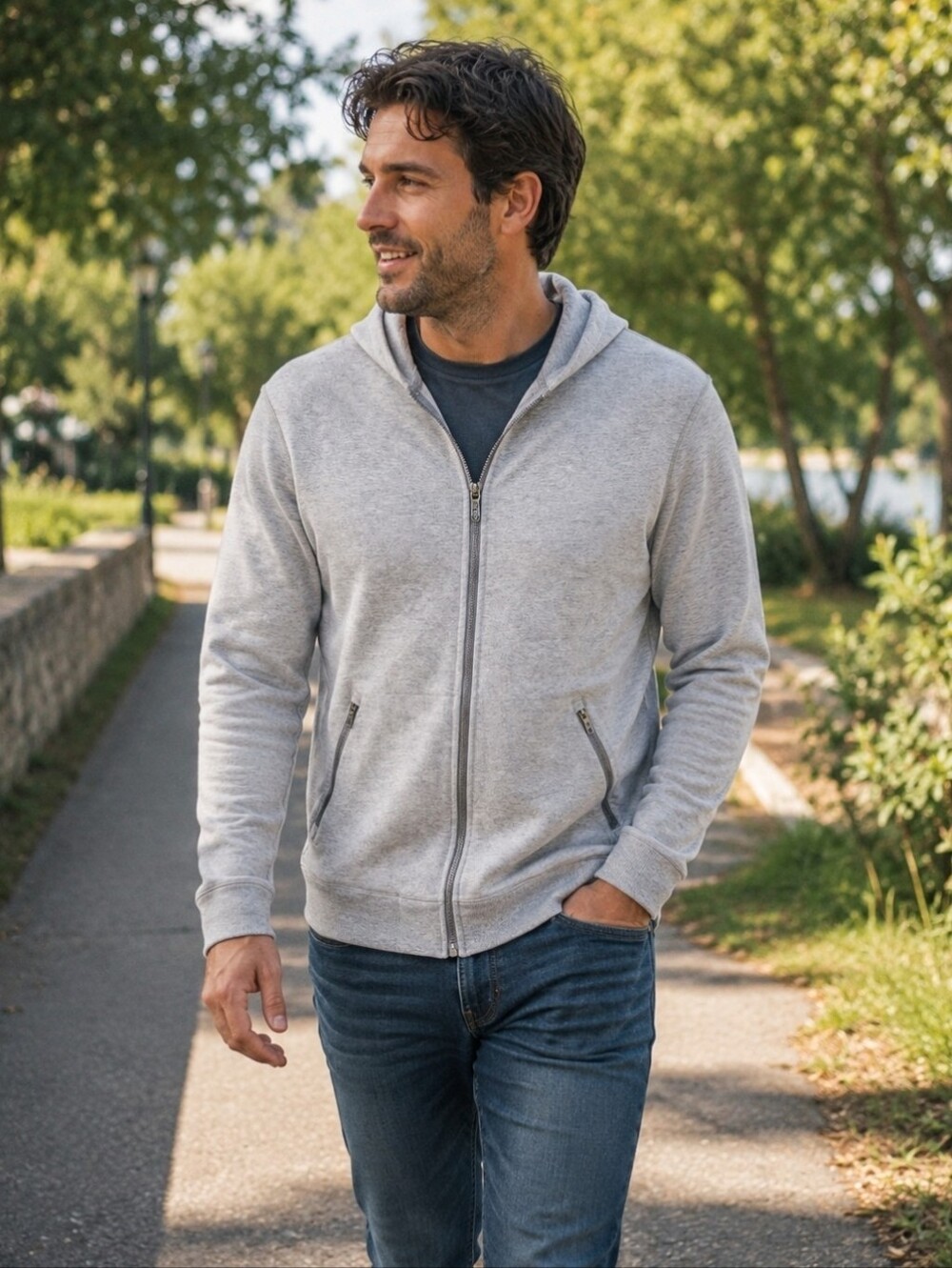 Mens Lululemon Grey Zip Up Hooded Jacket Small EUC!!